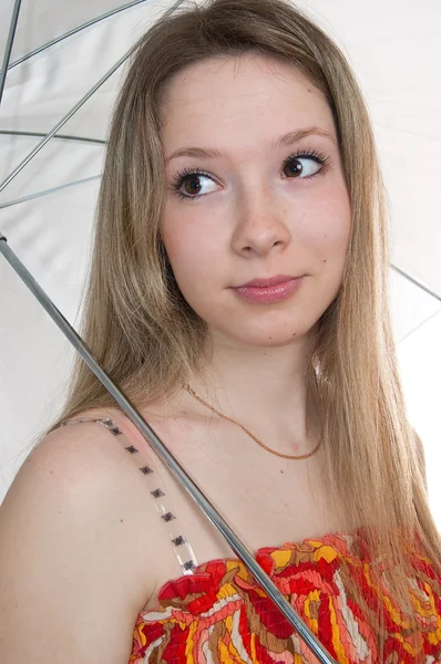 한 우산 소녀 — 스톡 사진