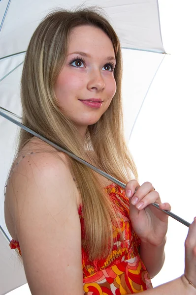 一把伞的女孩 — 图库照片