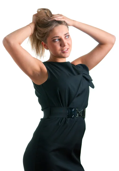 Meisje in zwart jurk — Stockfoto