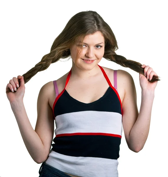 Дівчина з косами — стокове фото