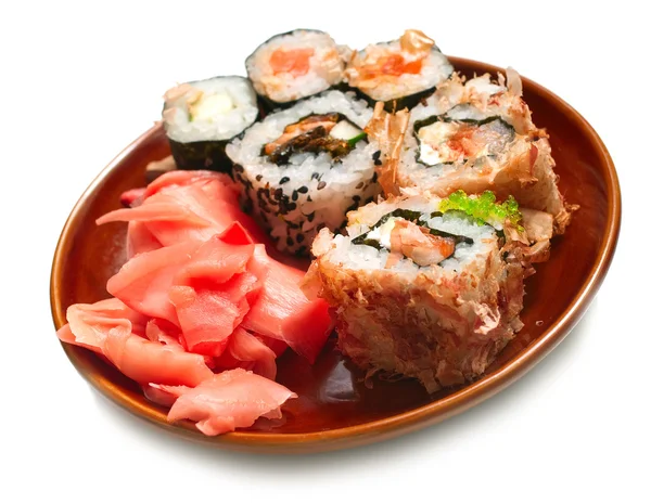 Sushi rolls in plate — Stock Photo, Image