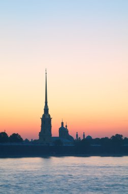 Peter and Paul Fortress at morning clipart