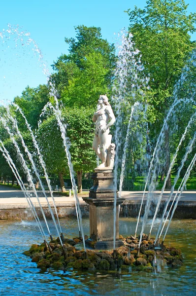 喷泉"亚当"夏天花园里 — 图库照片