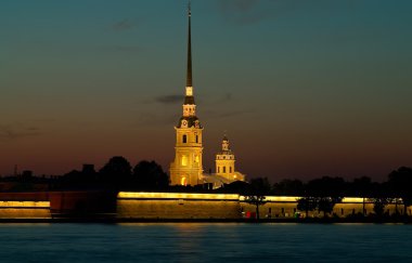 Peter and Paul Fortress at night clipart