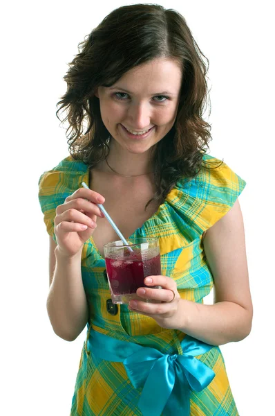 Menina com um copo de cocktail — Fotografia de Stock