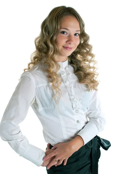 Flicka i vit skjorta — Stockfoto