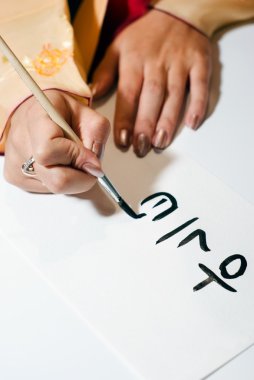 Hand is writing the word clipart