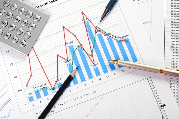 Charts and graphs of sales — Stock Photo, Image