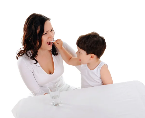 Young mother and the boy — Stock Photo, Image