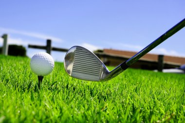 Ball and golf clubs clipart