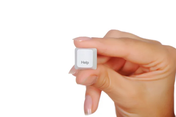 Hand and a white button — Stock Photo, Image