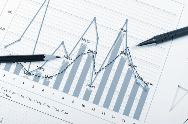 Charts and graphs of sales Stock Image