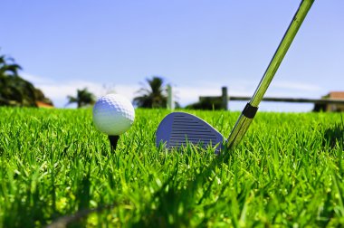 Ball and golf clubs clipart