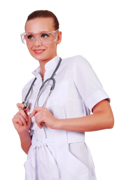 Νεαρή νοσοκόμα με λευκή στολή — Φωτογραφία Αρχείου