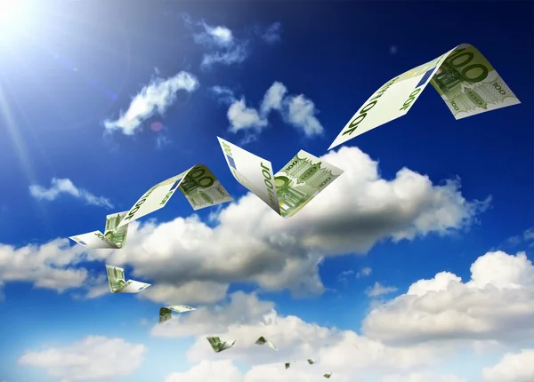 Dolarové bankovky létat v hejnech — Stock fotografie