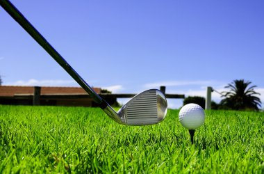 Ball and golf clubs clipart