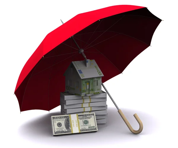Huisje met paraplu — Stockfoto