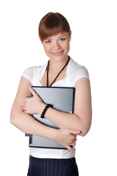 Charming young business woman in a white shirt — Stock Photo, Image