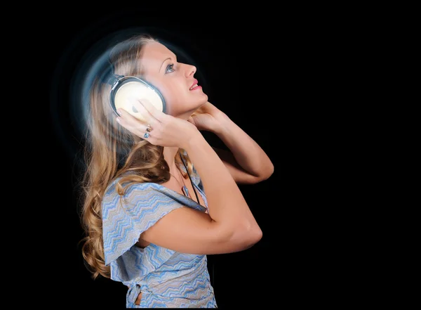 Dívka ve sluchátkách — Stock fotografie