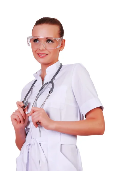 白い制服を着た若い看護婦さん — ストック写真
