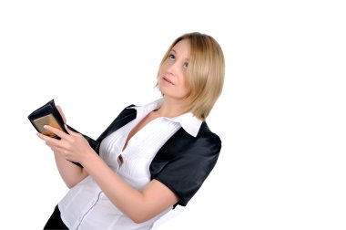 Young business woman with a wallet clipart