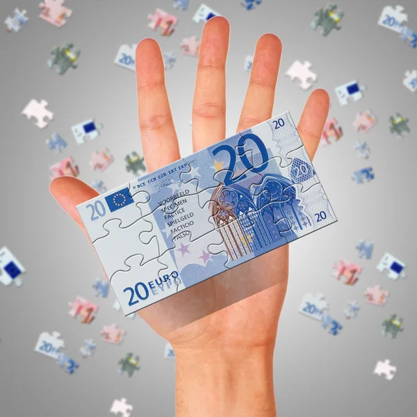 Quebra-cabeças das notas de euro — Fotografia de Stock