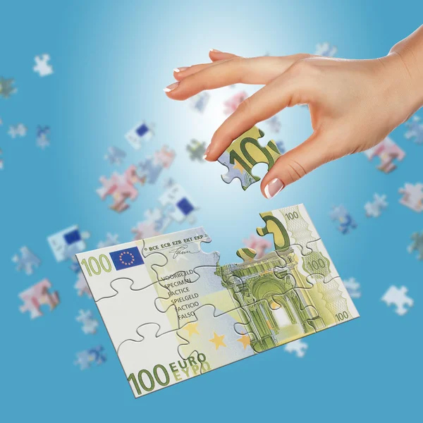 Puzzle delle banconote in euro — Foto Stock