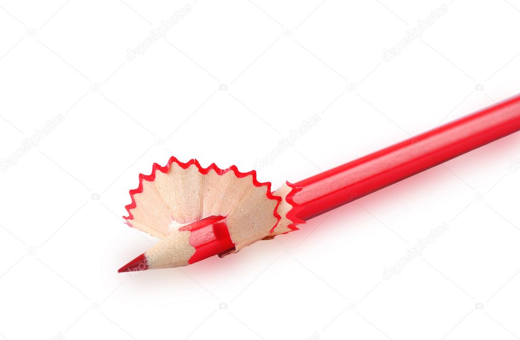 Red pencil with shavings