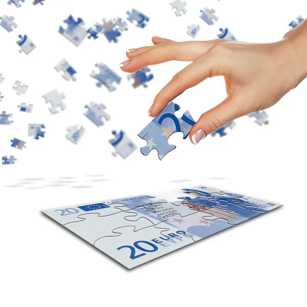 Puzzle of the euro banknotes — Stock Photo, Image