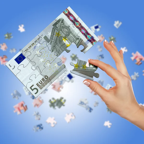 유로 지폐의 퍼즐 — 스톡 사진