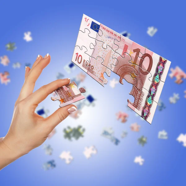 Quebra-cabeças das notas de euro — Fotografia de Stock