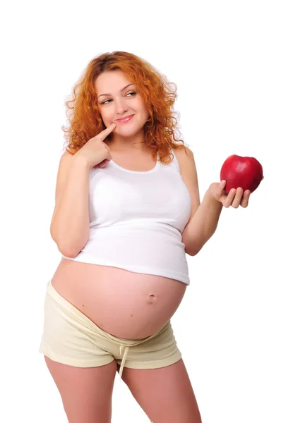 Έγκυος mom μικρά κοκκινομάλλα — Φωτογραφία Αρχείου