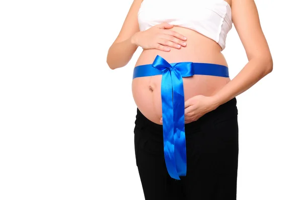 Břicho mladá těhotná žena — Stock fotografie