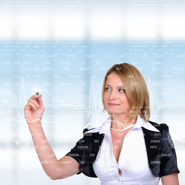 Working Girl drawing color graphics — Stock Photo, Image