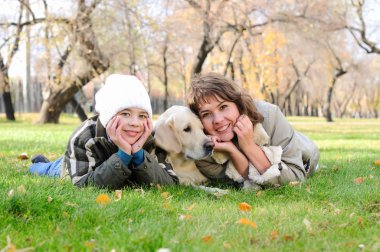 Mother and son together having fun clipart