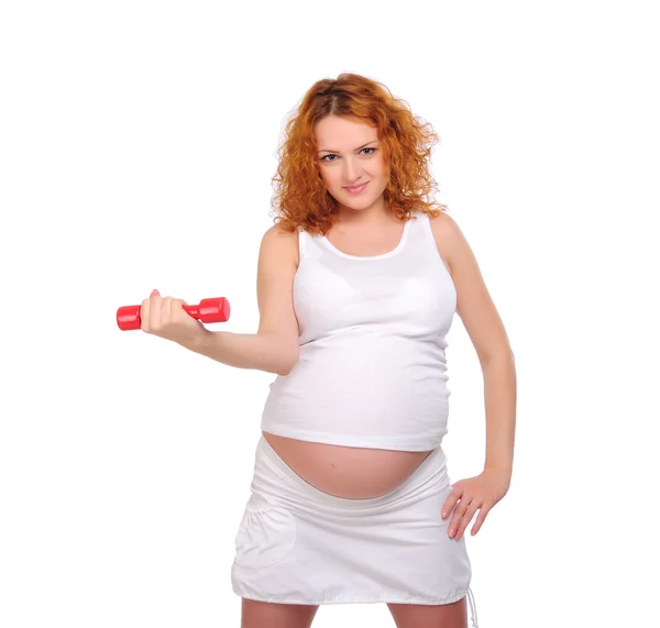 Kızıl saçlı genç hamile kız — Stok fotoğraf