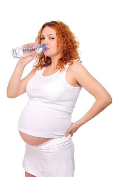 Ung rödhårig gravid flicka — Stock fotografie