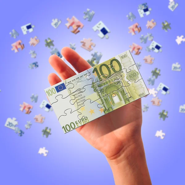 Pussel av eurosedlar — Stockfoto
