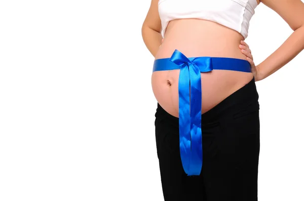 Abdomen a young pregnant woman — Stock Photo, Image