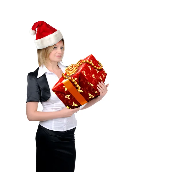 Junges Mädchen mit Weihnachtsmann-Hut — Stockfoto