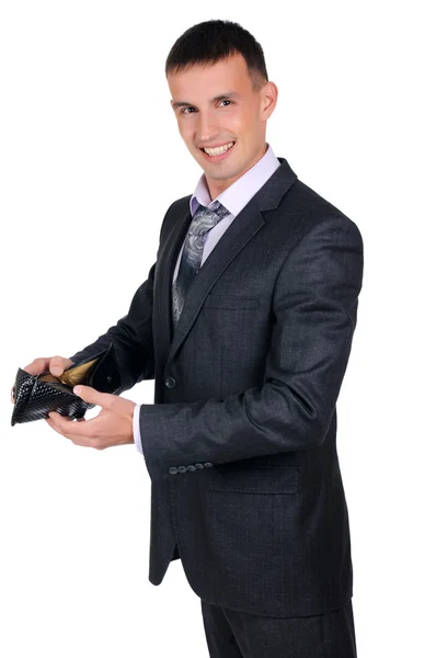 Business man looking at his empty wallet — Stock Photo, Image
