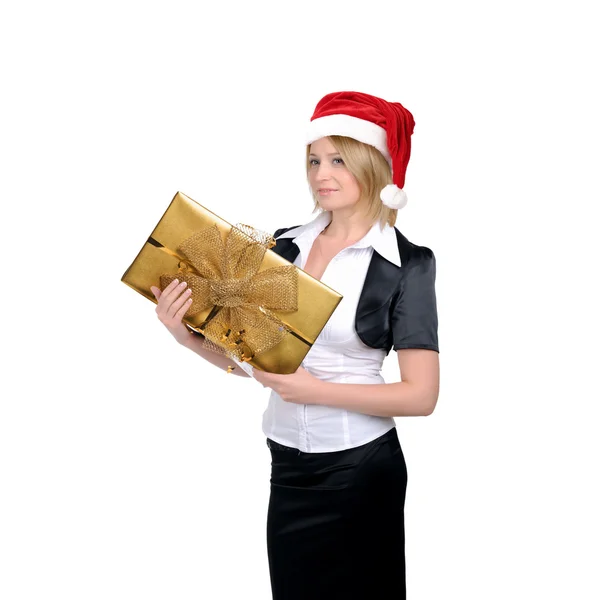 Junges Mädchen mit Weihnachtsmann-Hut — Stockfoto
