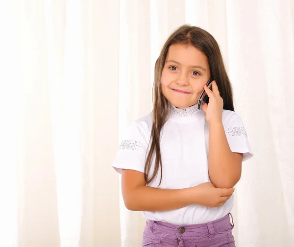 Little girl excitedly chatting — Stock Photo, Image