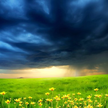 Exquisite landscape with stormy skies clipart