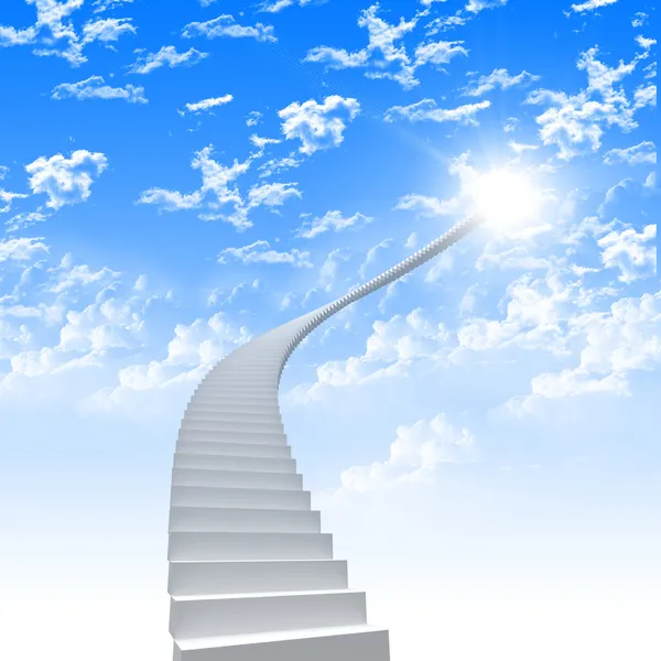Escalera blanca que se extiende a un cielo brillante — Foto de Stock