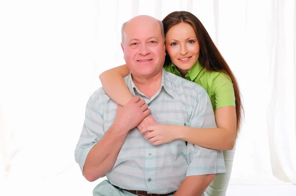 Yaşlı baba ve kız — Stok fotoğraf