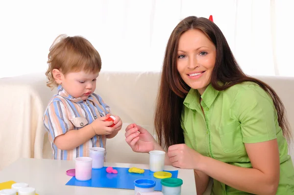 Mom and son having fun together — Stock Photo, Image