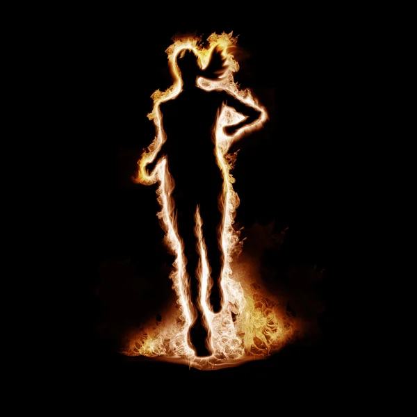 Running Man, enveloped in flames — Stock Photo, Image