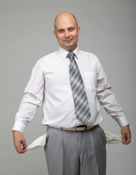 Uomo d'affari calvo in abito grigio — Foto Stock