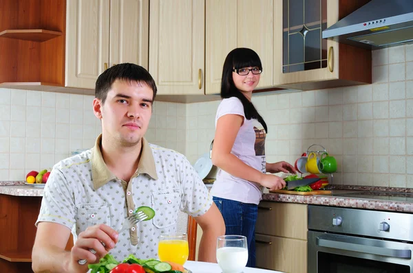 Young couple at breakfast Stock Picture